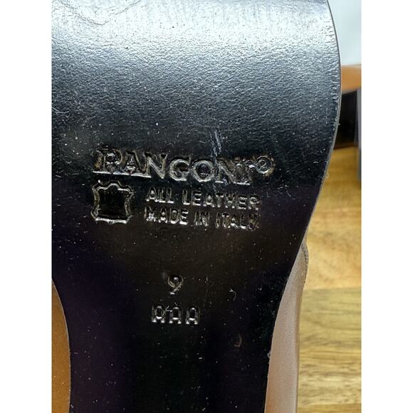 Rangoni of Florence Brown Slip On Block Heel Slip On Leather Loafer Pumps 9 AAA - Picture 8 of 9